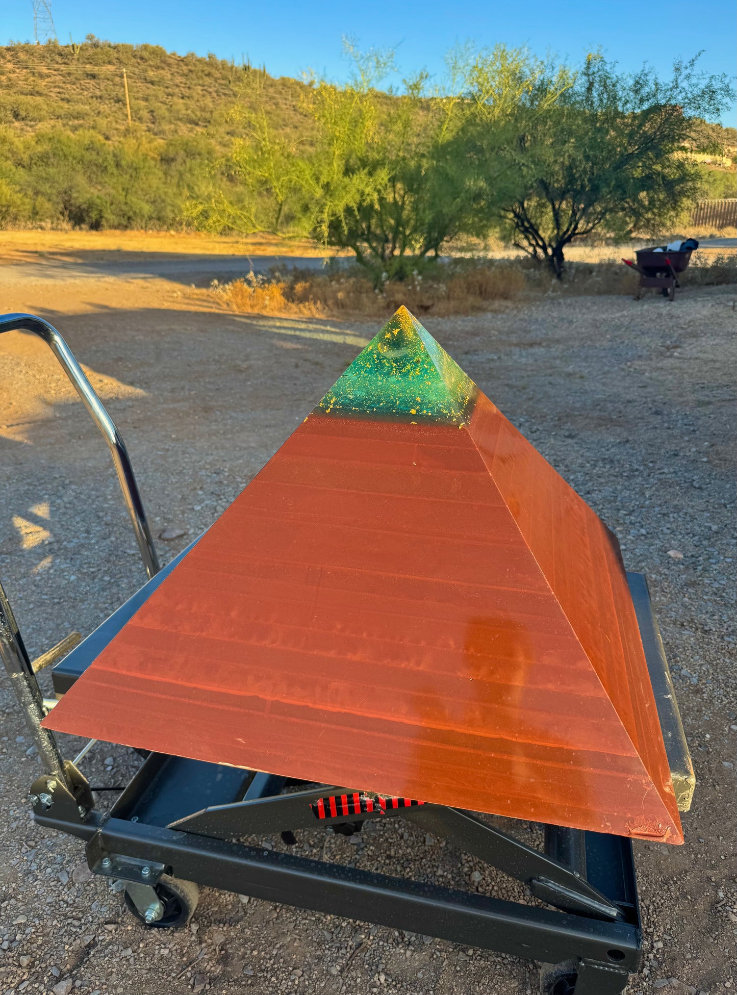 Aquamarine Red Sun Giza (Largest to Date) 300+ lb 8+ Sided Museum Grade Pyramid