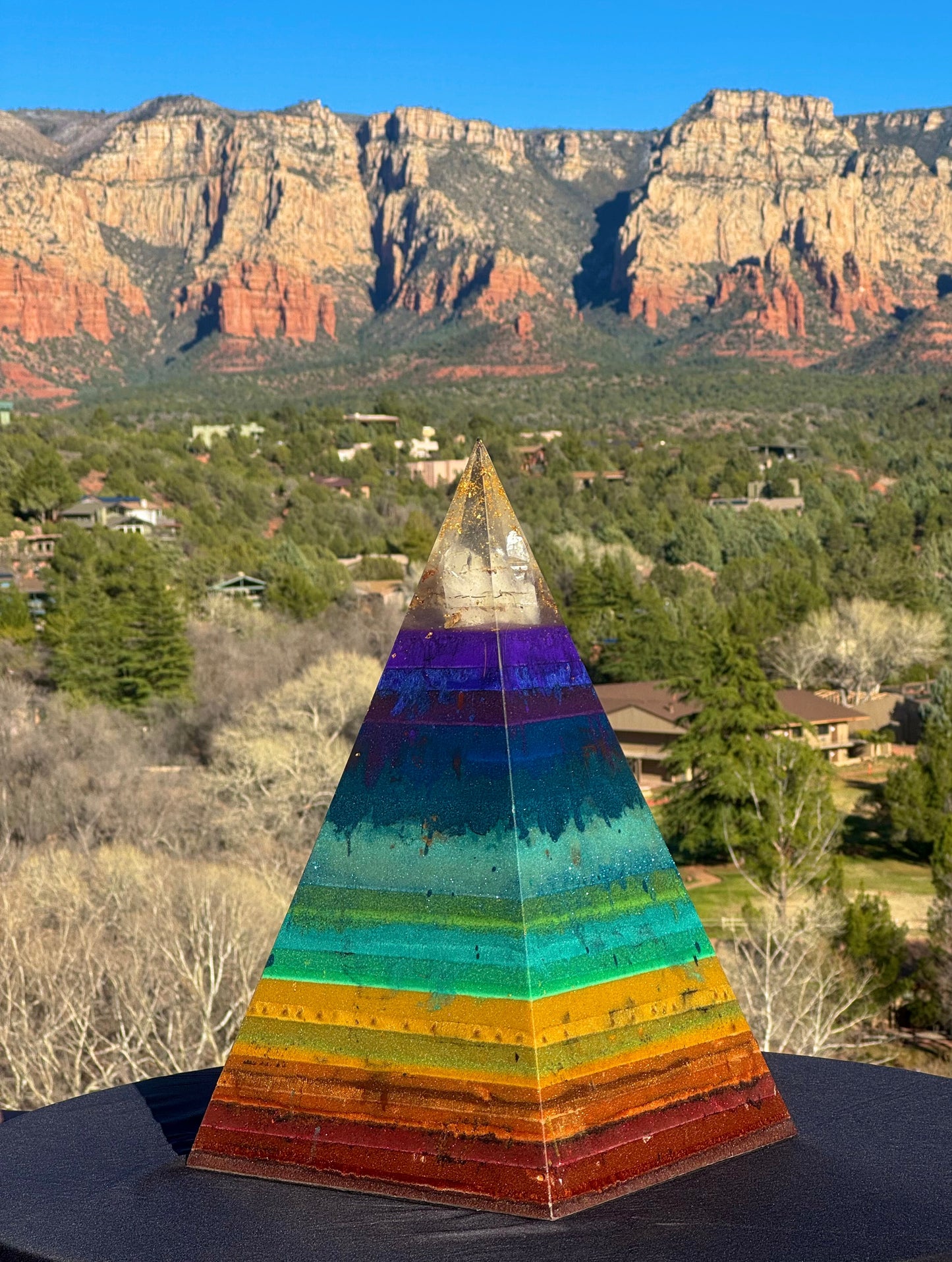 'Seven Chakras' Black Sun Nubian Pyramid
