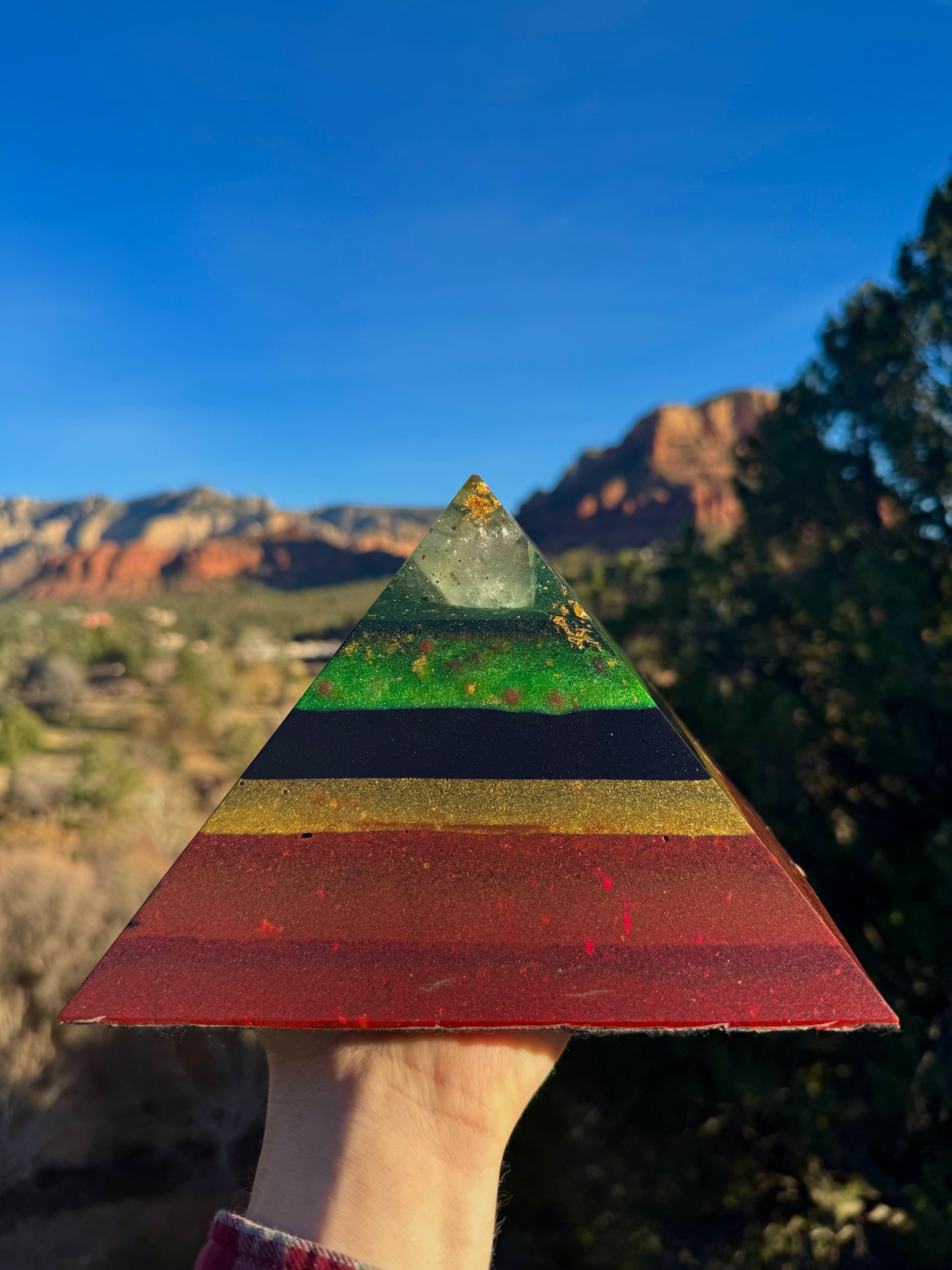 Large Custom 8+ Sided Black Sun Giza Pyramid For Root, Solar, Heart Chakras, Rasta Style