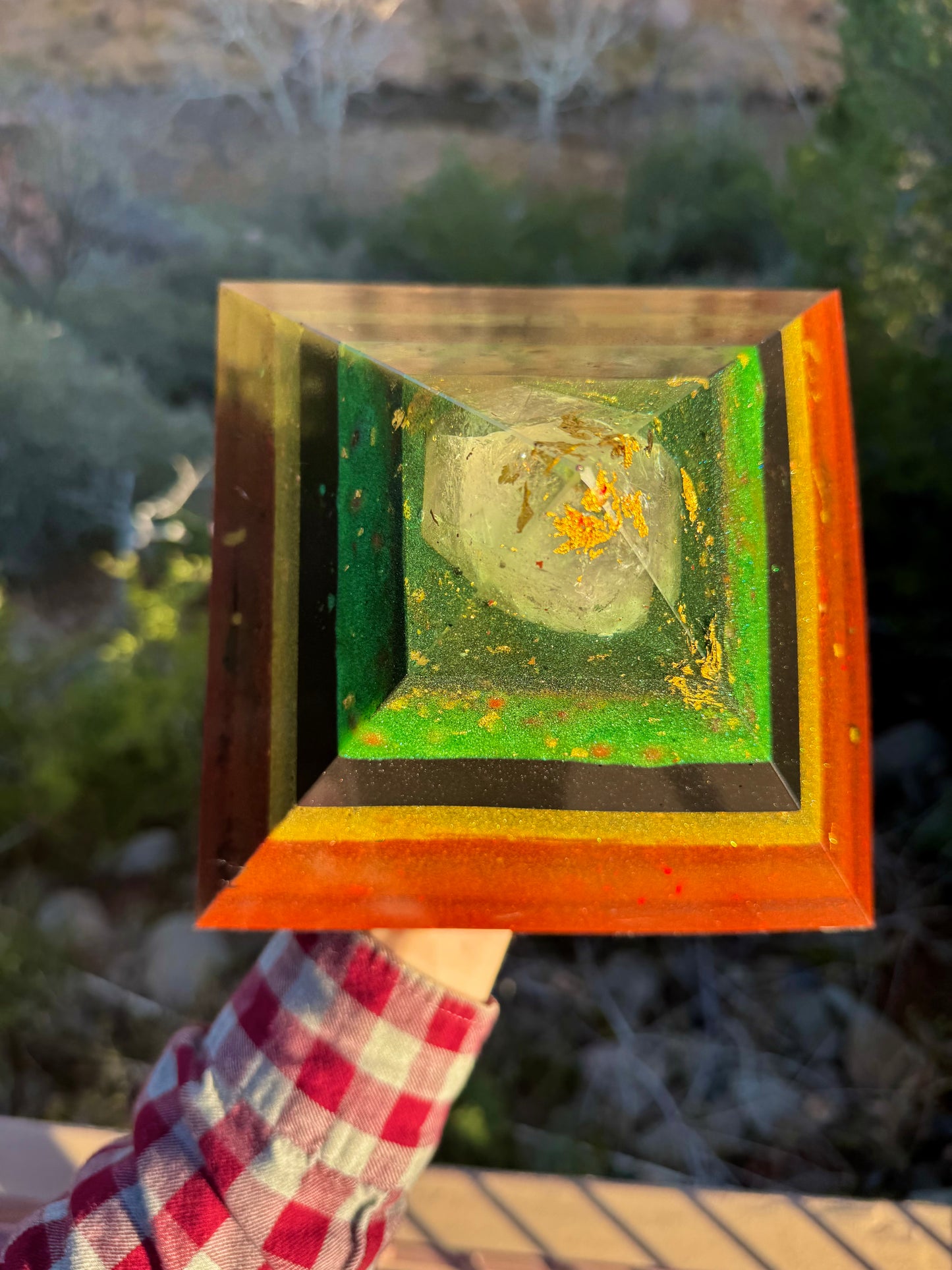 Large Custom 8+ Sided Black Sun Giza Pyramid For Root, Solar, Heart Chakras, Rasta Style