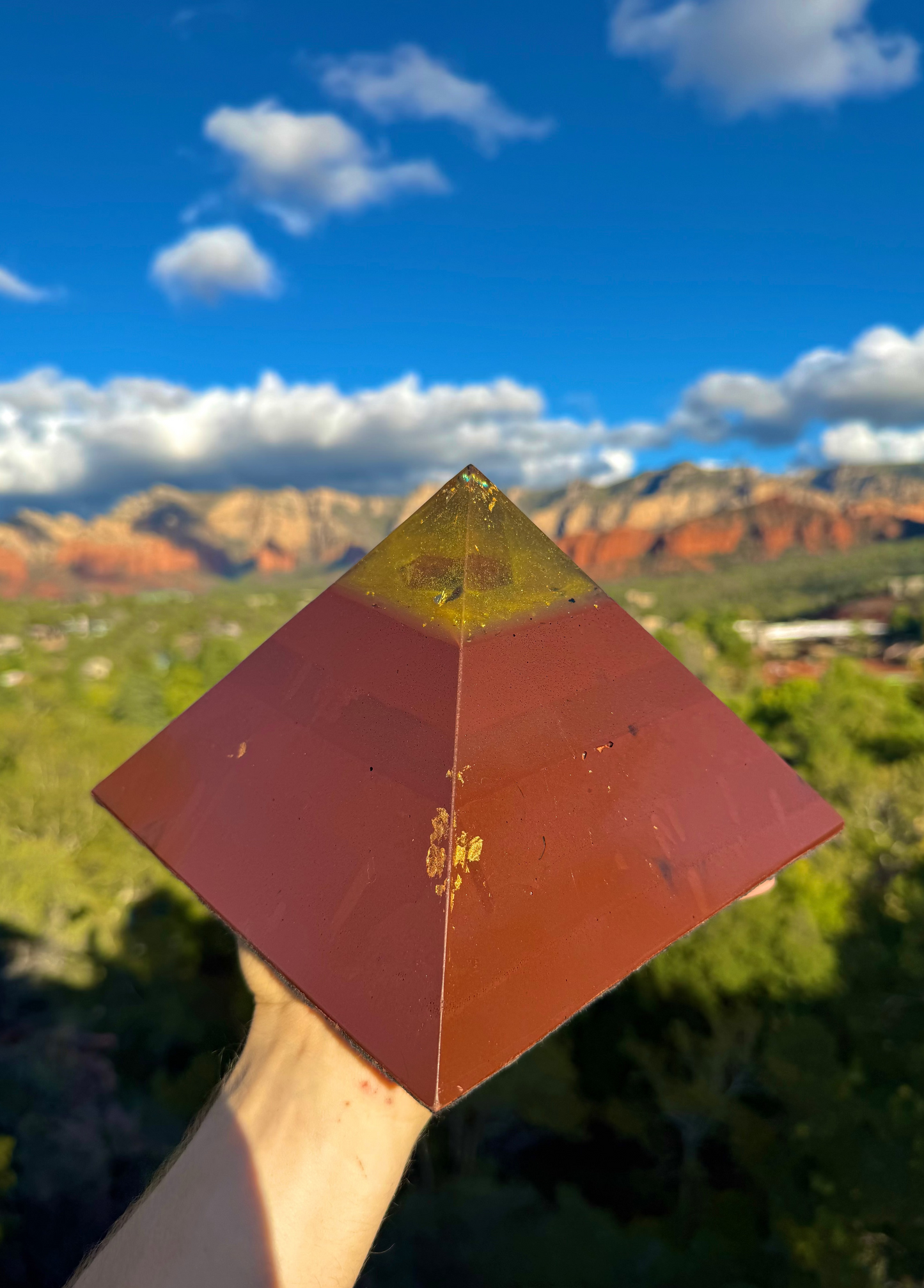 Custom Rainbow Solar Plexus 8+ Sided Red Sun Giza Pyramid