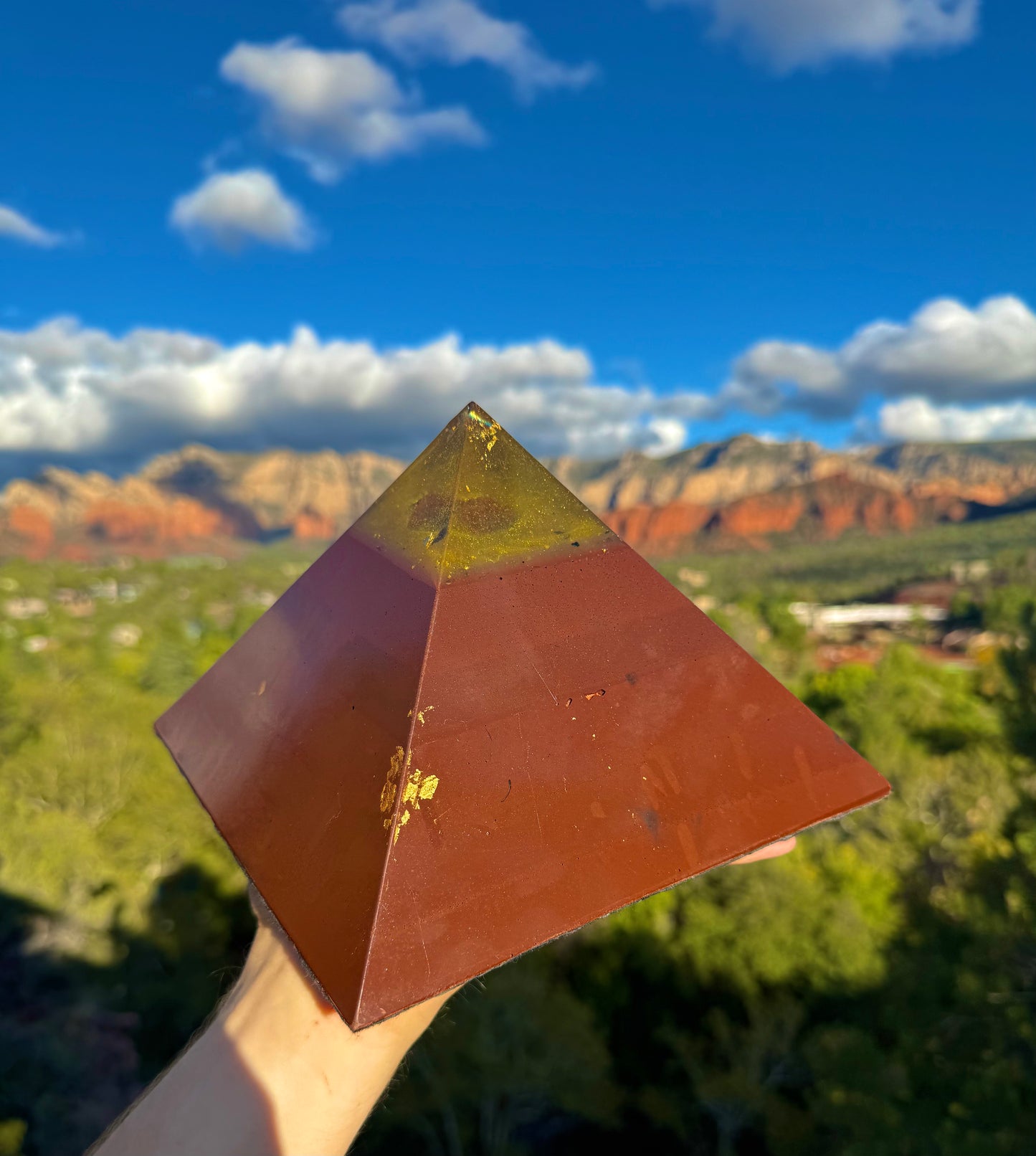 Custom Rainbow Solar Plexus 8+ Sided Red Sun Giza Pyramid