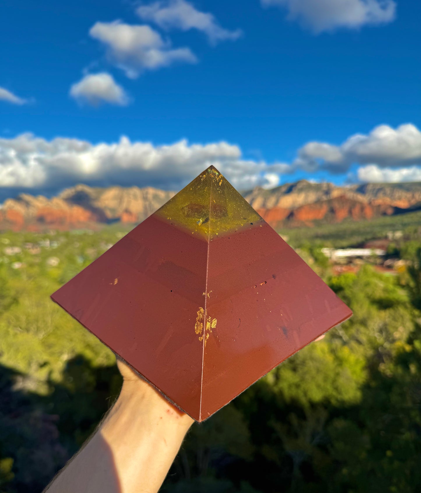 Custom Rainbow Solar Plexus 8+ Sided Red Sun Giza Pyramid
