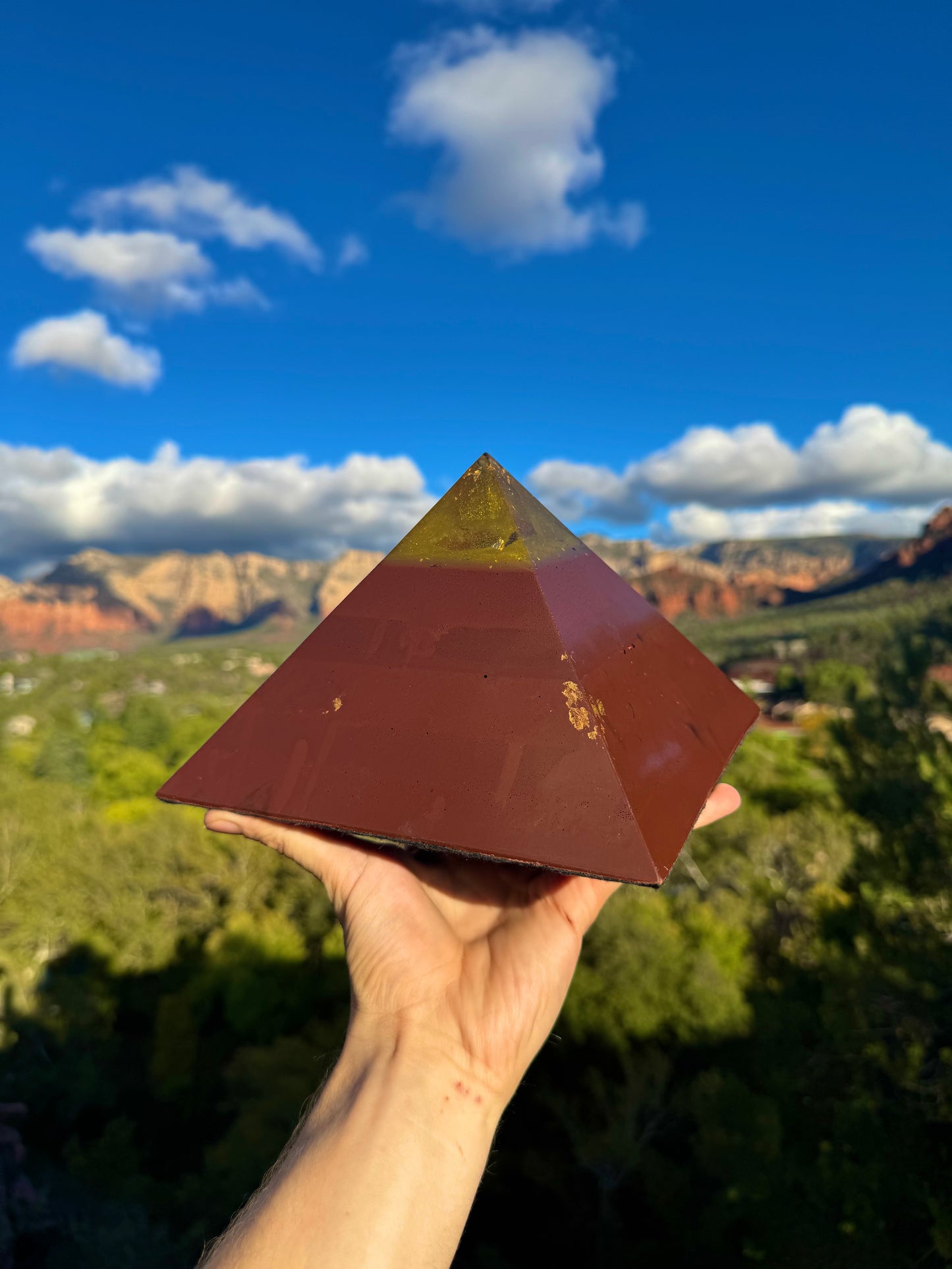 Custom Rainbow Solar Plexus 8+ Sided Red Sun Giza Pyramid