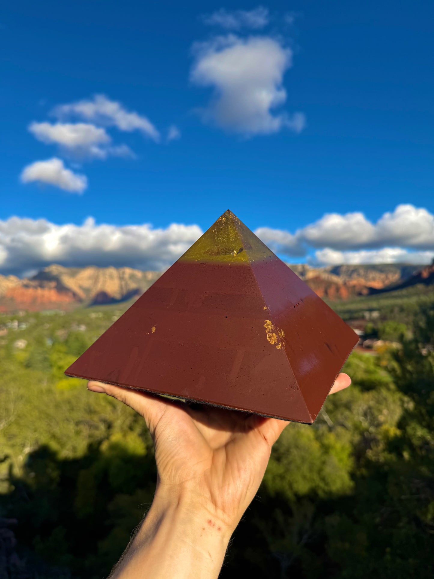 Custom Rainbow Solar Plexus 8+ Sided Red Sun Giza Pyramid