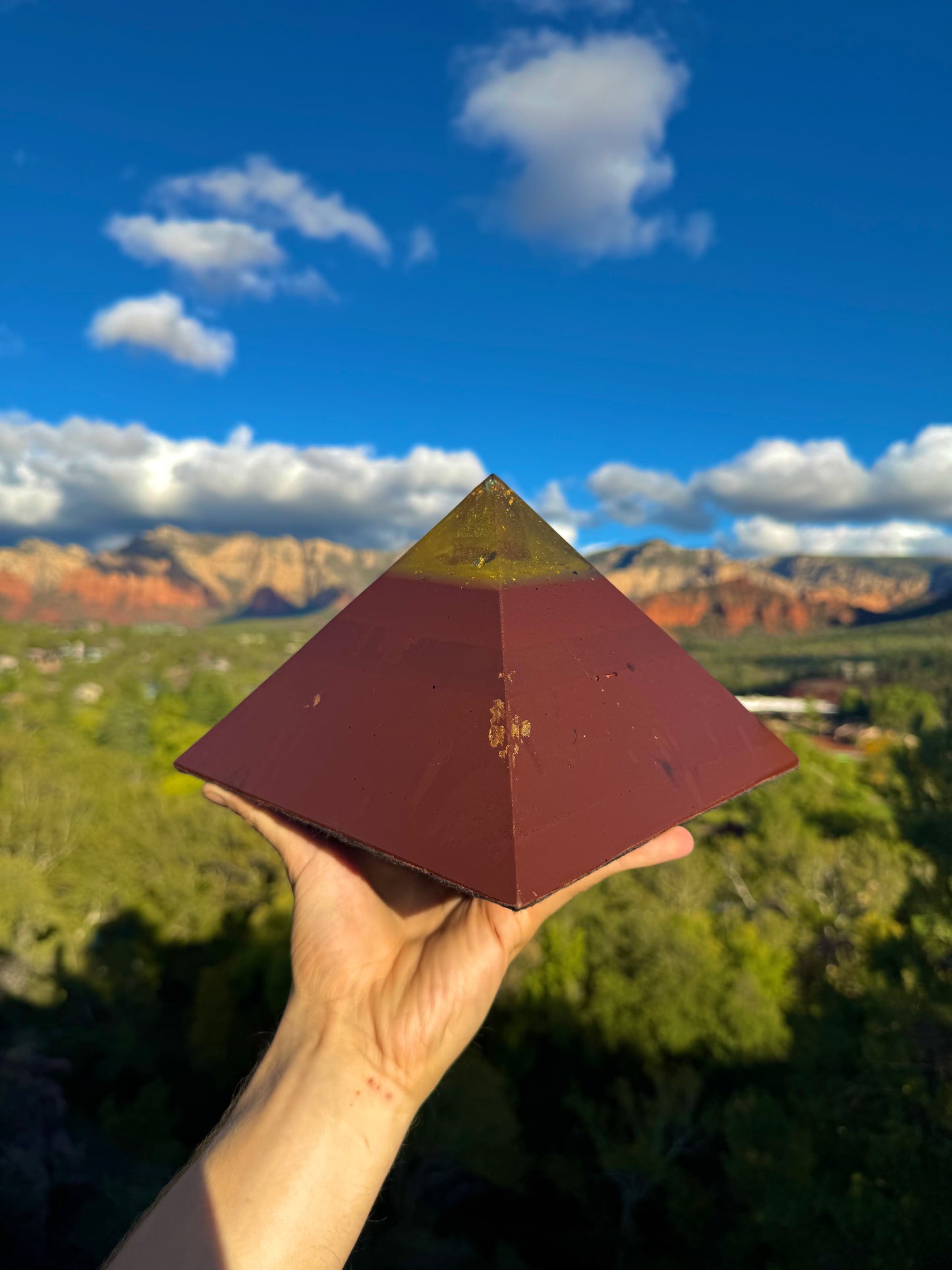 Custom Rainbow Solar Plexus 8+ Sided Red Sun Giza Pyramid