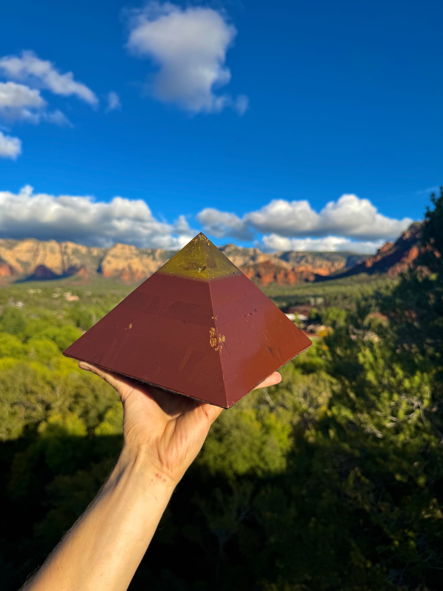Custom Rainbow Solar Plexus 8+ Sided Red Sun Giza Pyramid