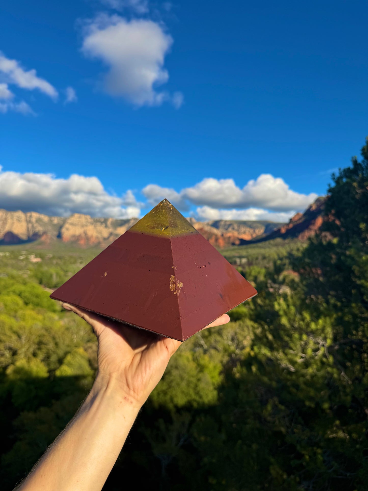 Custom Rainbow Solar Plexus 8+ Sided Red Sun Giza Pyramid