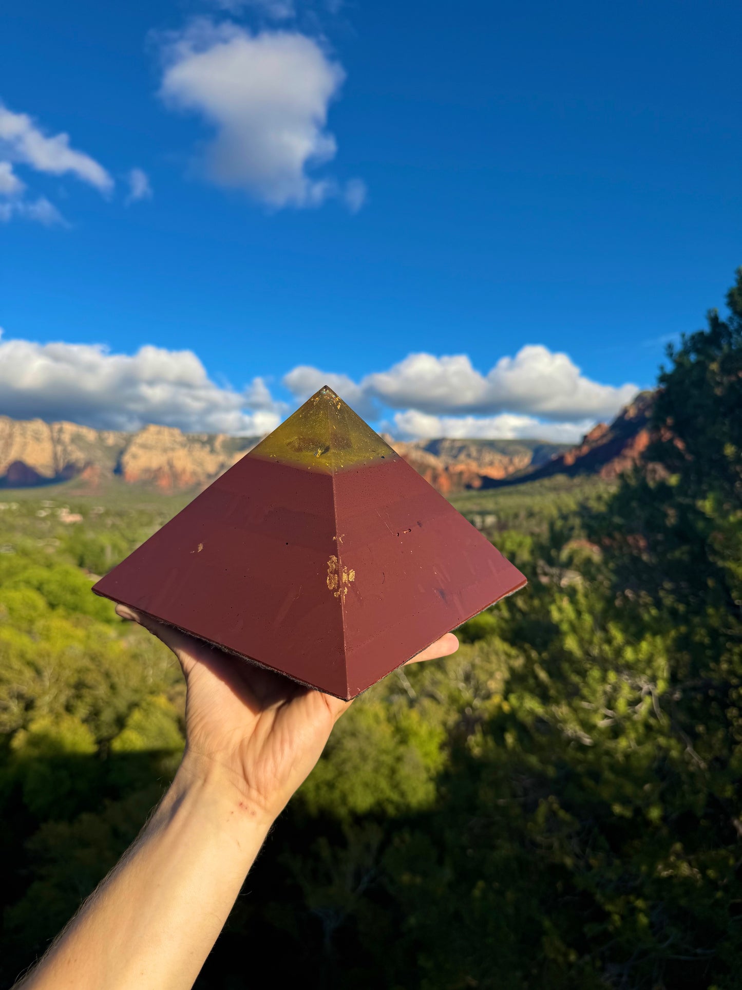 Custom Rainbow Solar Plexus 8+ Sided Red Sun Giza Pyramid