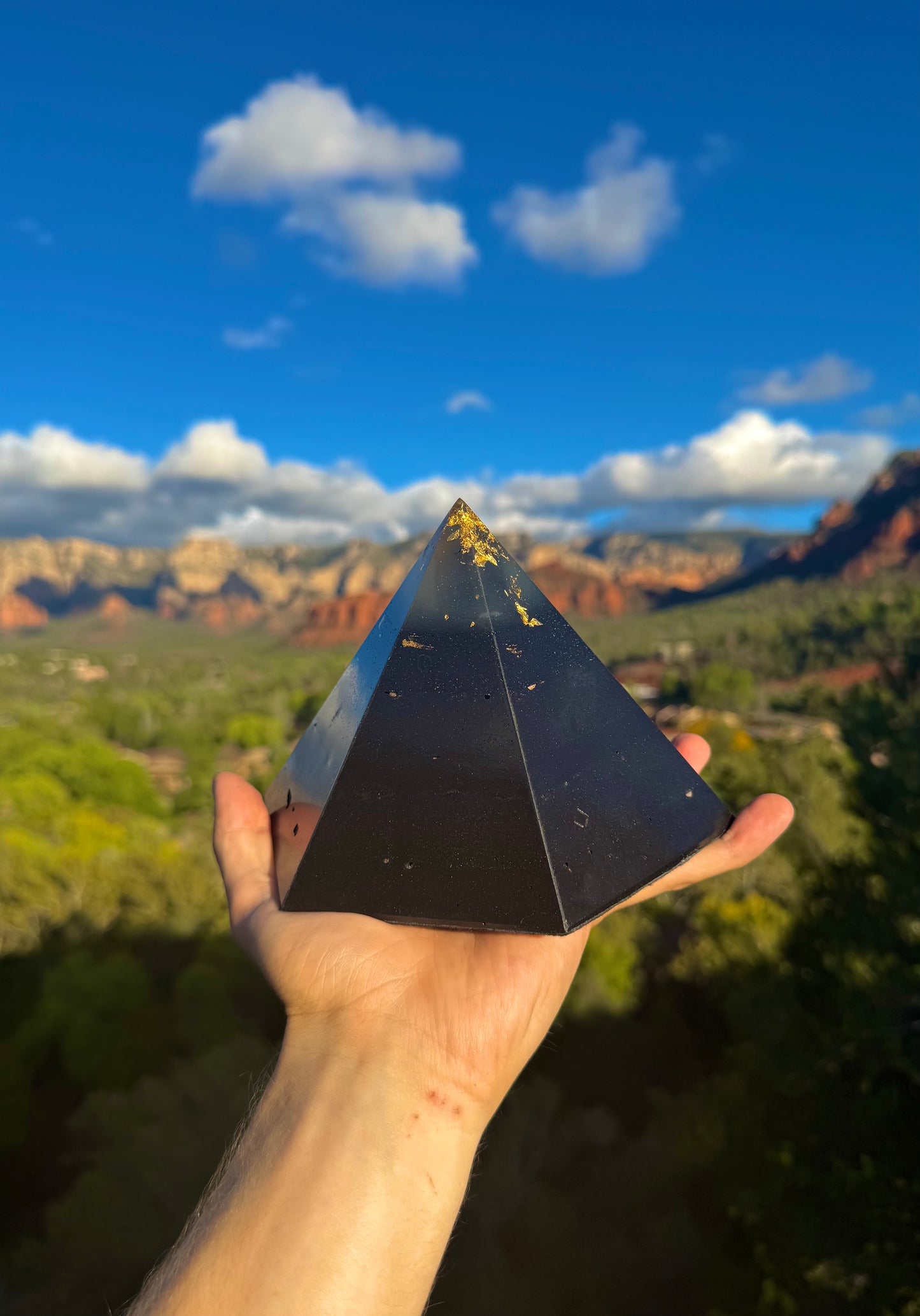 Custom Glowing Blue Aqua Black Sun 12+ Sided Dodecahedron Pyramid