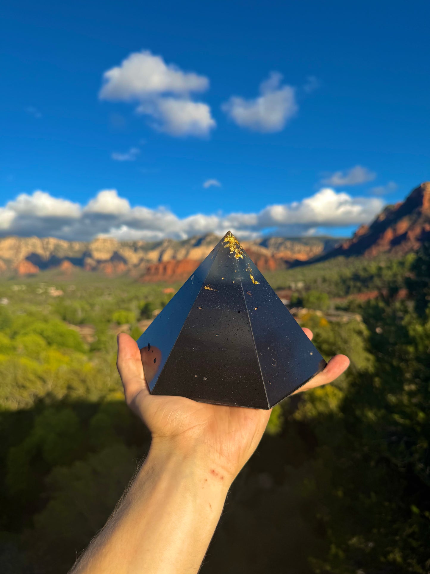 Custom Glowing Blue Aqua Black Sun 12+ Sided Dodecahedron Pyramid