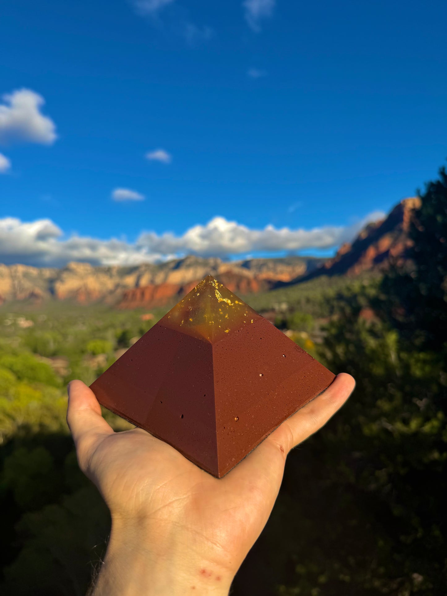 Custom Solar Plexus 8+ Sided Red Sun Giza Pyramid