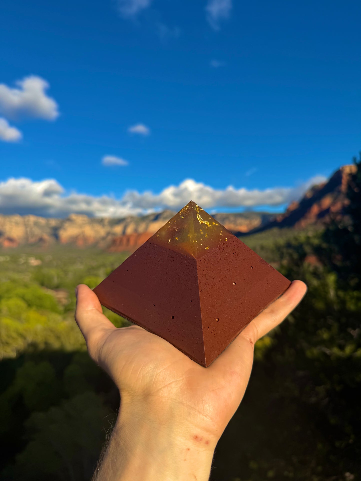 Custom Solar Plexus 8+ Sided Red Sun Giza Pyramid
