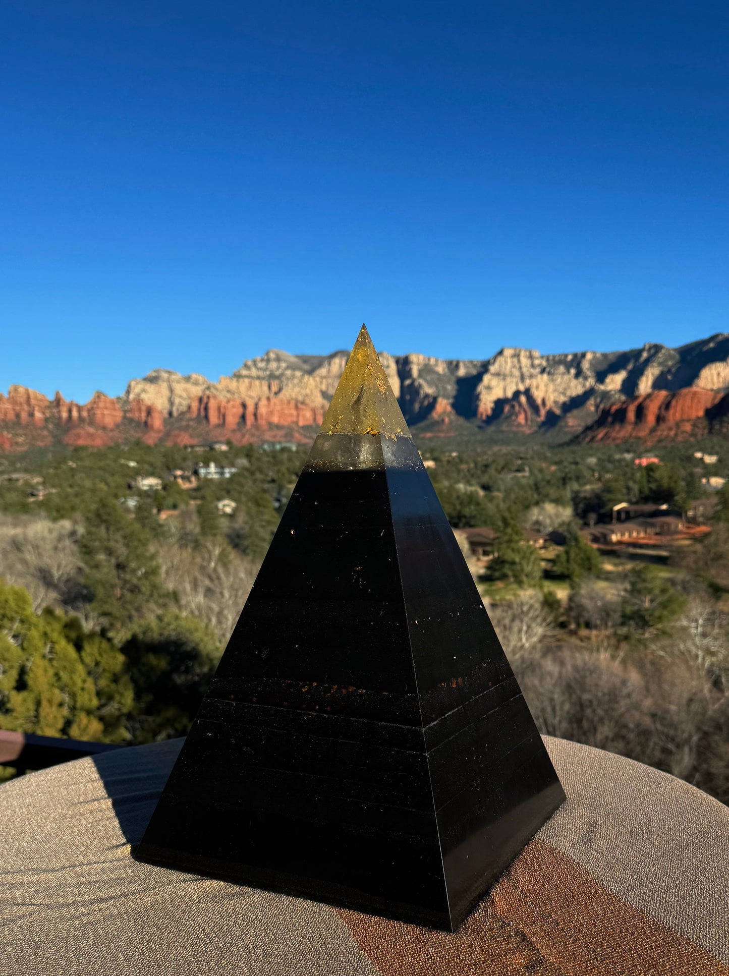 XXL 8+ Sided Yellow Solar Plexus Black Sun Nubian Pyramid