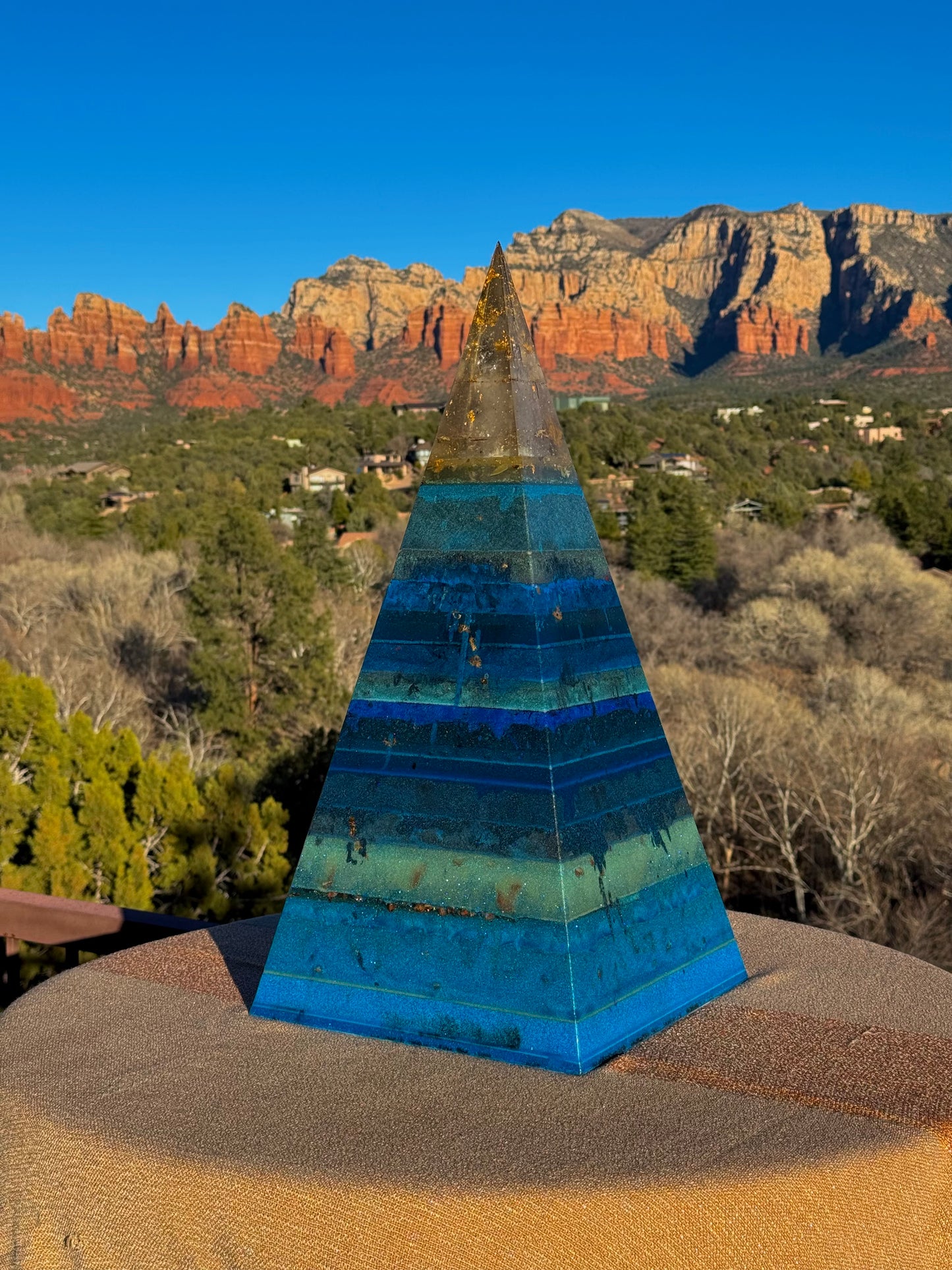 XXL 8+ Sided Glowing Blue Throat Chakra Nubian Pyramid
