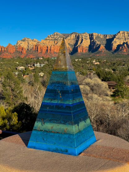 XXL 8+ Sided Glowing Blue Throat Chakra Nubian Pyramid