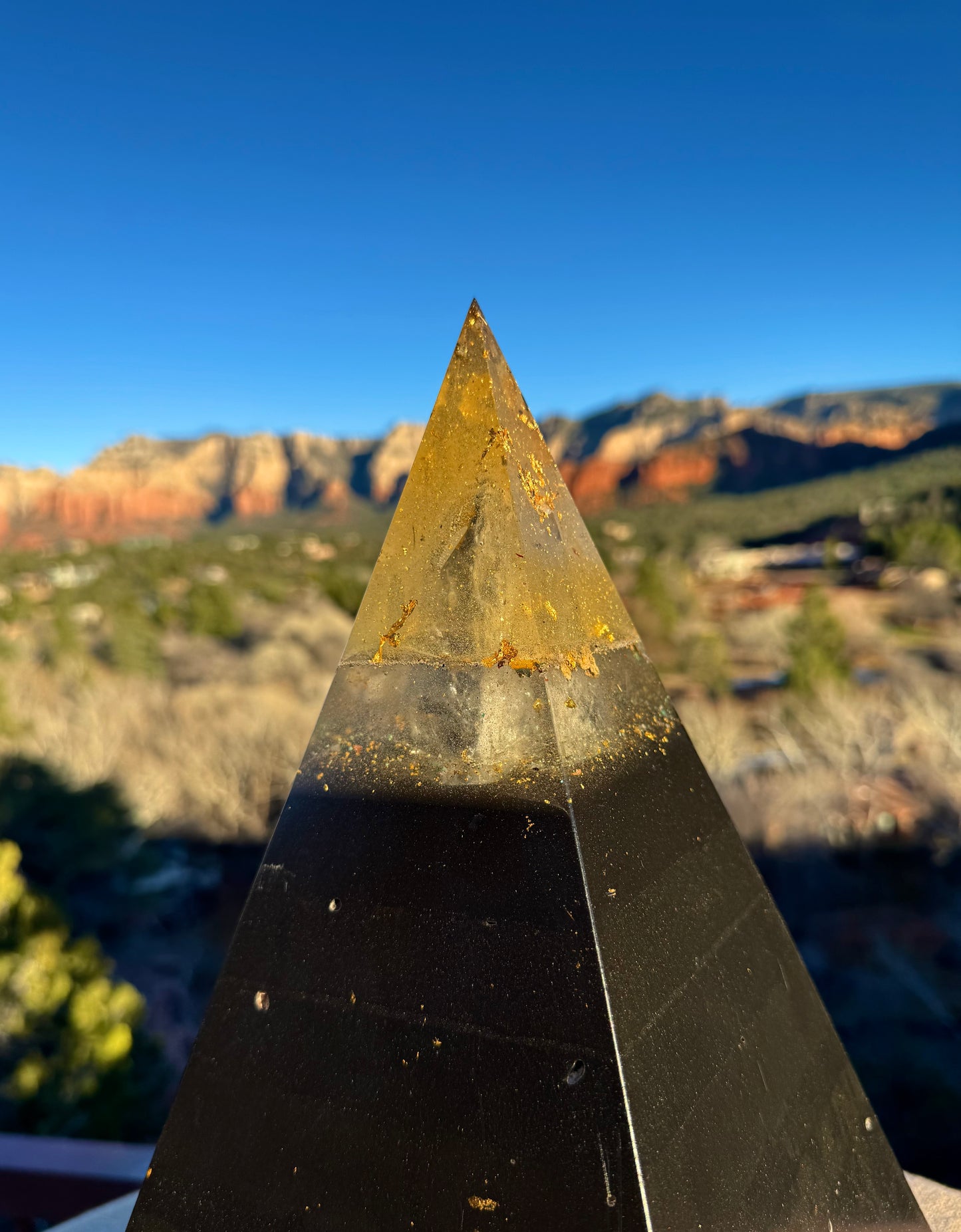 XXL 8+ Sided Yellow Solar Plexus Black Sun Nubian Pyramid