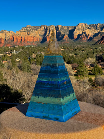 XXL 8+ Sided Glowing Blue Throat Chakra Nubian Pyramid