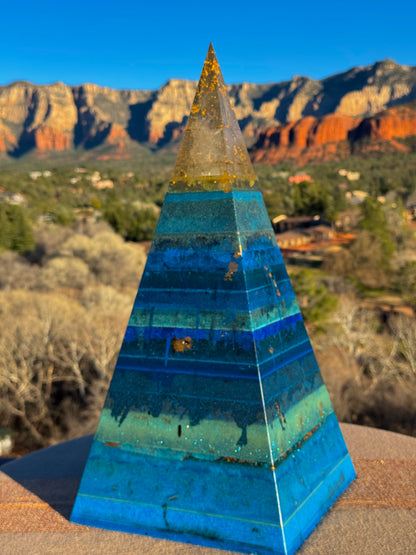 XXL 8+ Sided Glowing Blue Throat Chakra Nubian Pyramid