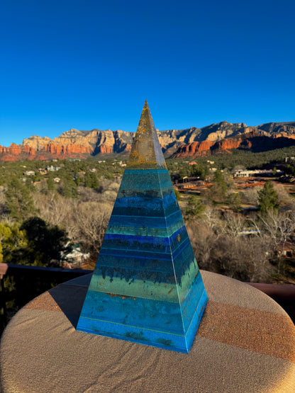 XXL 8+ Sided Glowing Blue Throat Chakra Nubian Pyramid