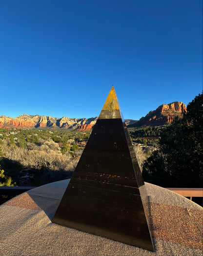 XXL 8+ Sided Yellow Solar Plexus Black Sun Nubian Pyramid