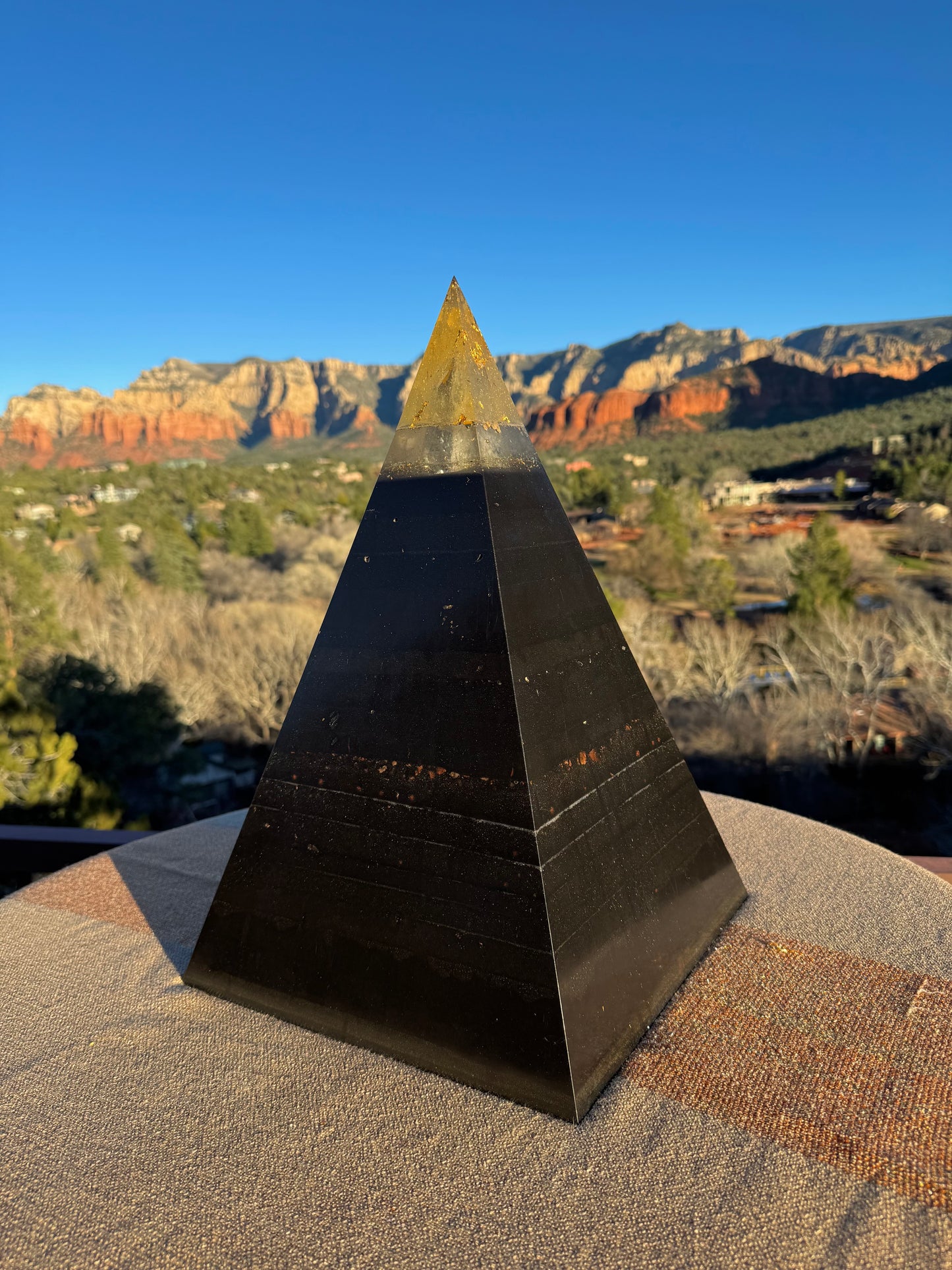 XXL 8+ Sided Yellow Solar Plexus Black Sun Nubian Pyramid