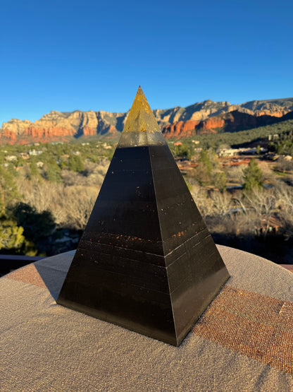 XXL 8+ Sided Yellow Solar Plexus Black Sun Nubian Pyramid