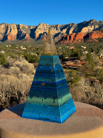 XXL 8+ Sided Glowing Blue Throat Chakra Nubian Pyramid