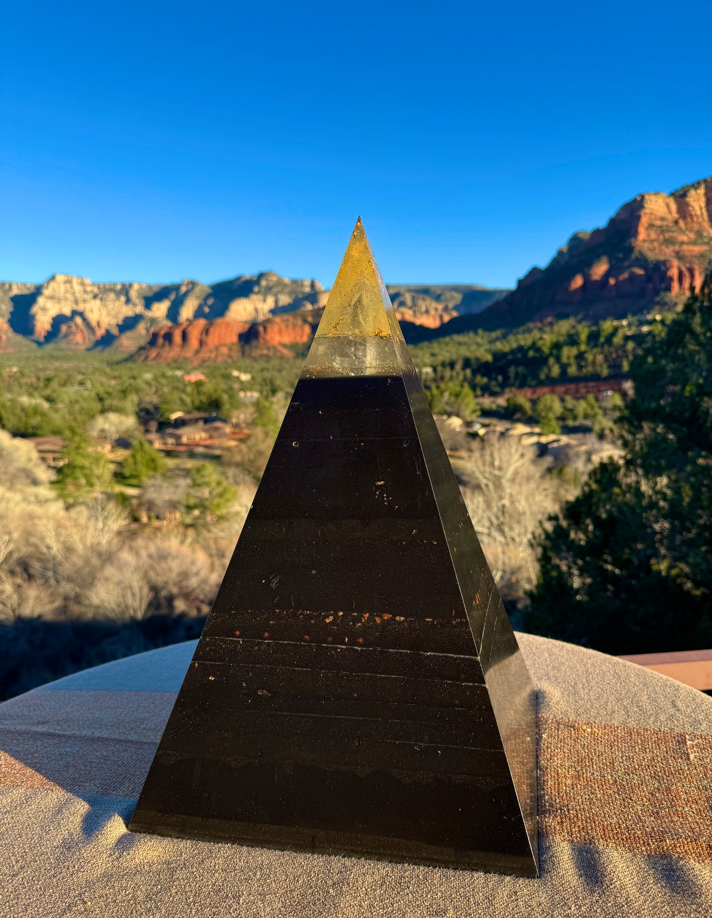 XXL 8+ Sided Yellow Solar Plexus Black Sun Nubian Pyramid