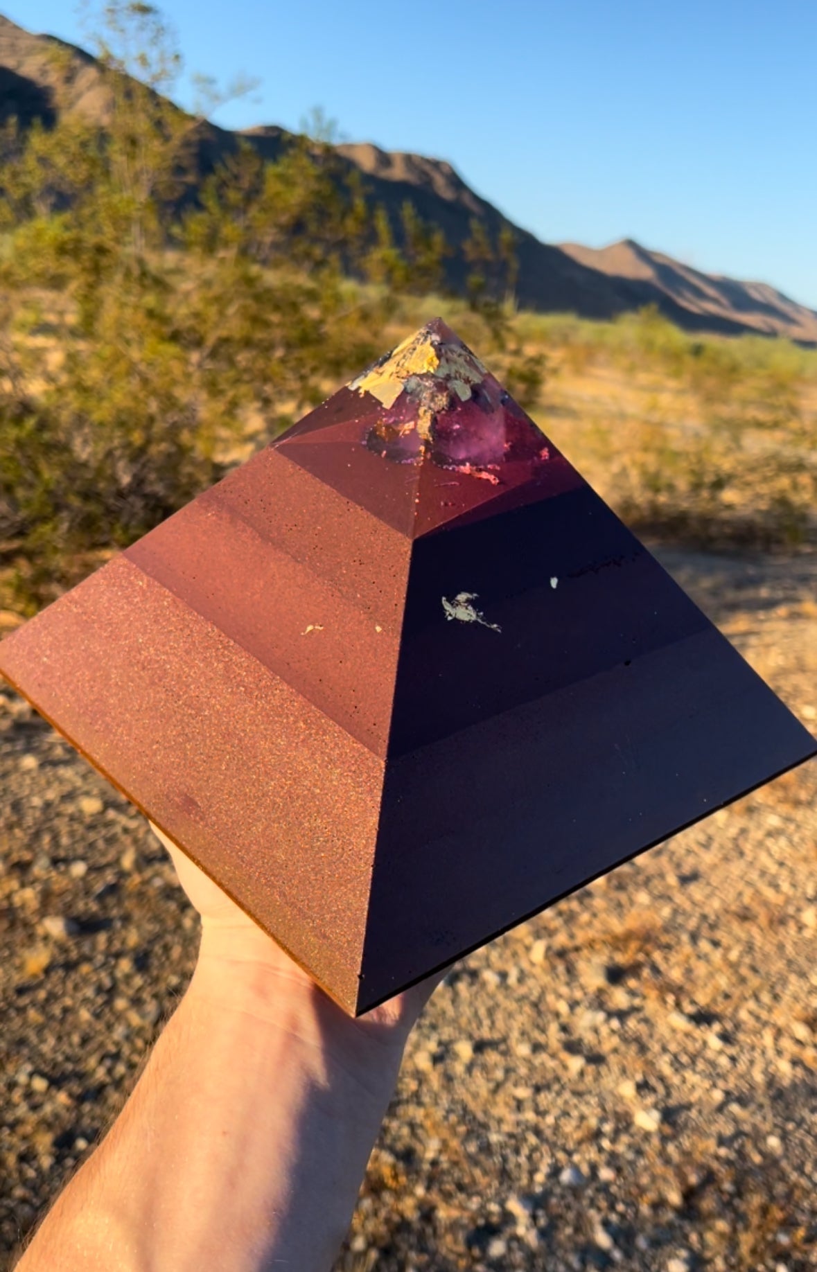 Large Custom 8+ Sided Red Sun Giza Orgonite Pyramid For Ajna Third Eye Chakra