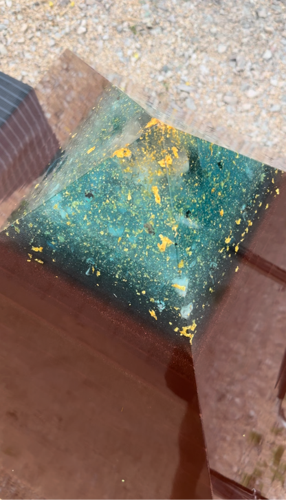 Aquamarine Red Sun Giza (Largest to Date) 300+ lb 8+ Sided Museum Grade Pyramid