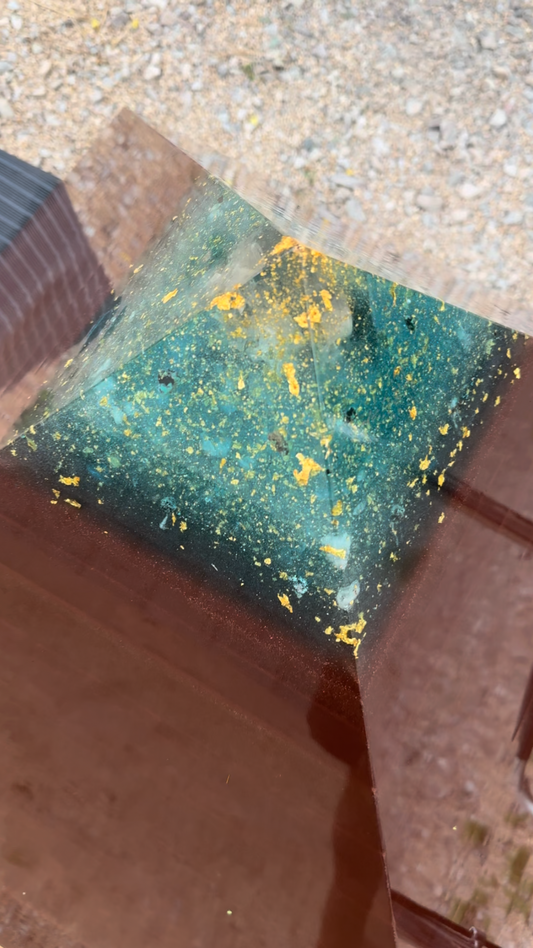 Aquamarine Red Sun Giza (Largest to Date) 300+ lb 8+ Sided Museum Grade Pyramid