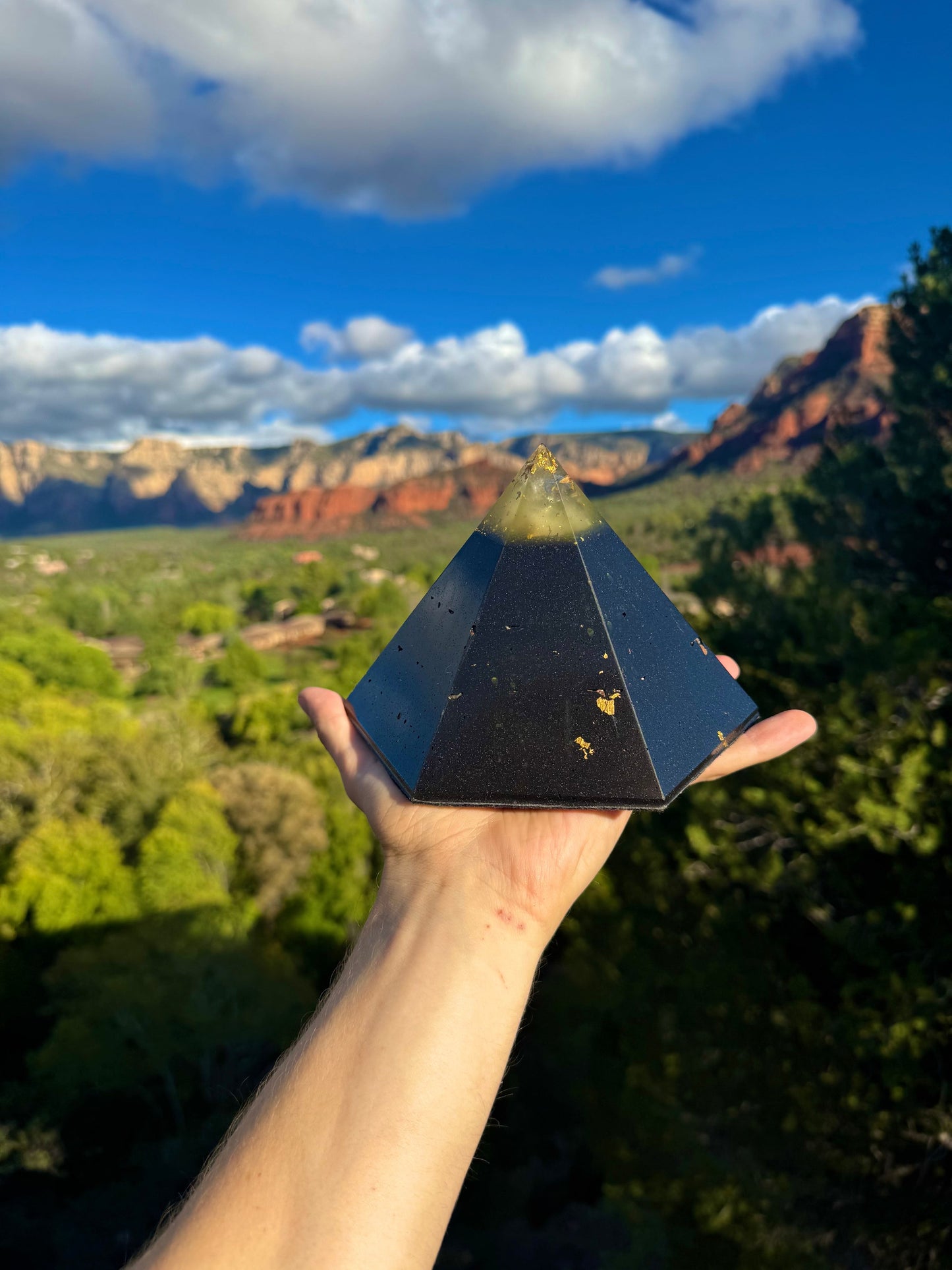 Solar Plexus Black Sun Dodecahedron orgone pyramid, detail view