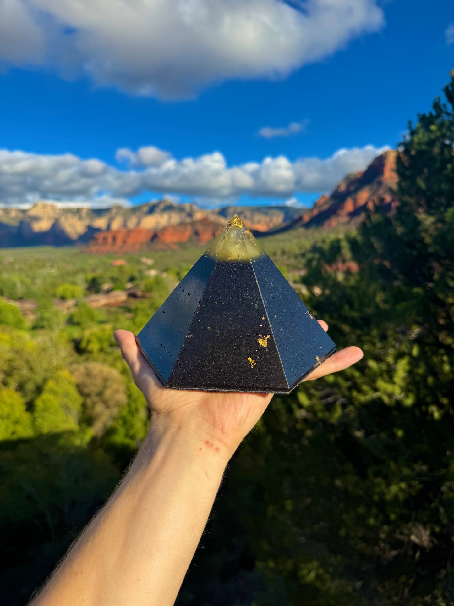 Solar Plexus Black Sun Dodecahedron orgone pyramid, alternate angle
