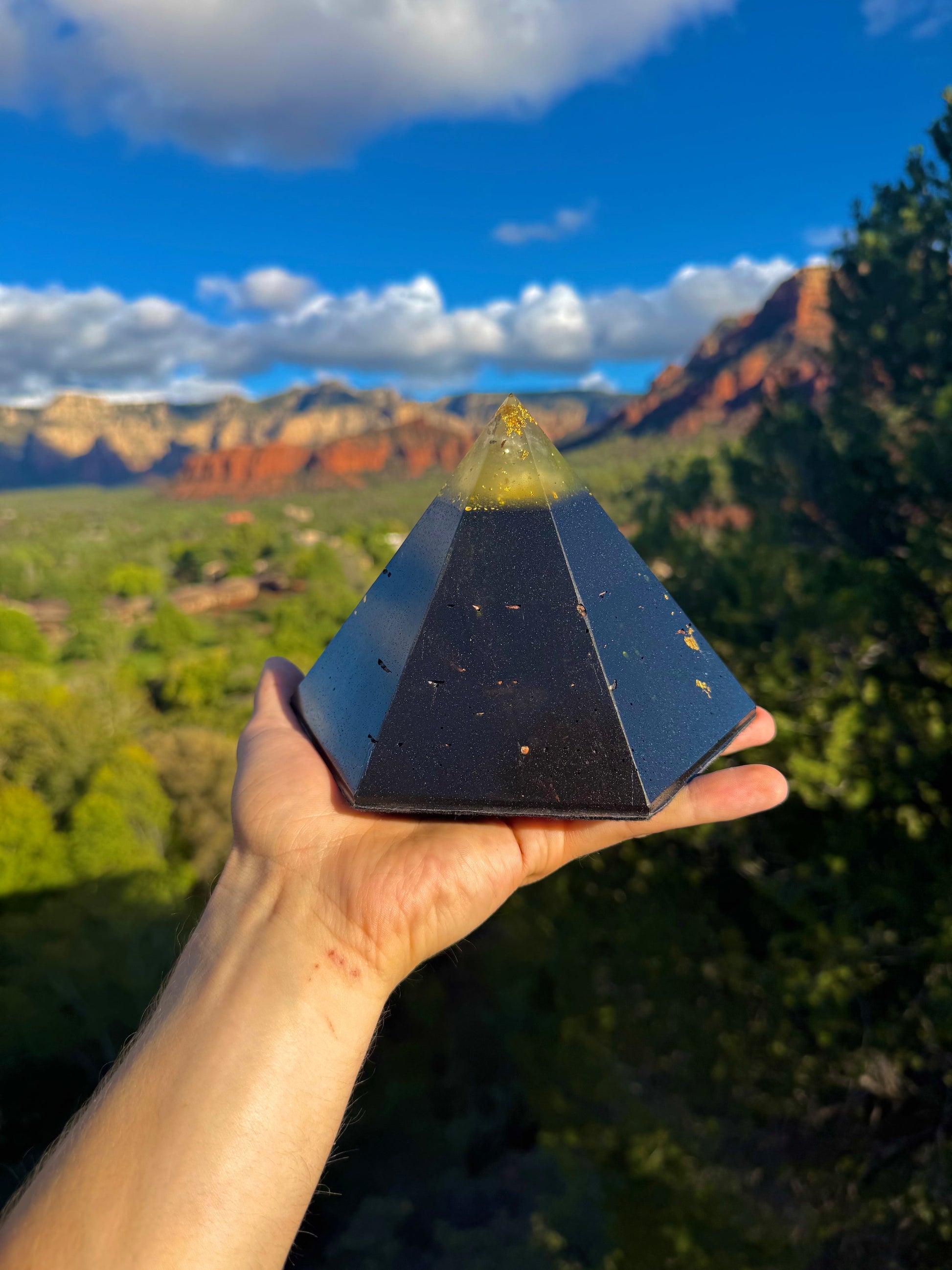 Solar Plexus Black Sun Dodecahedron orgone pyramid, additional view