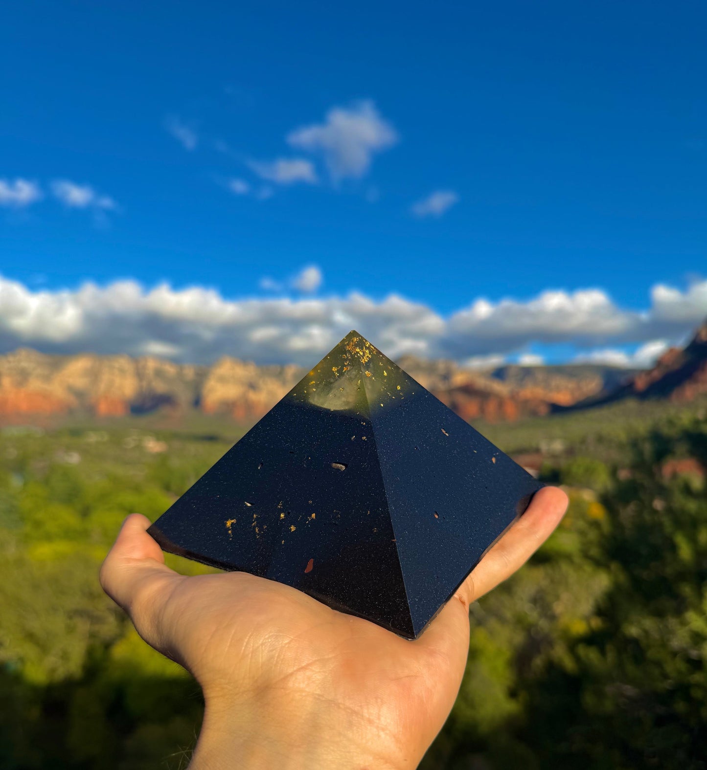 Solar Plexus Black Sun Giza orgone pyramid, alternate angle