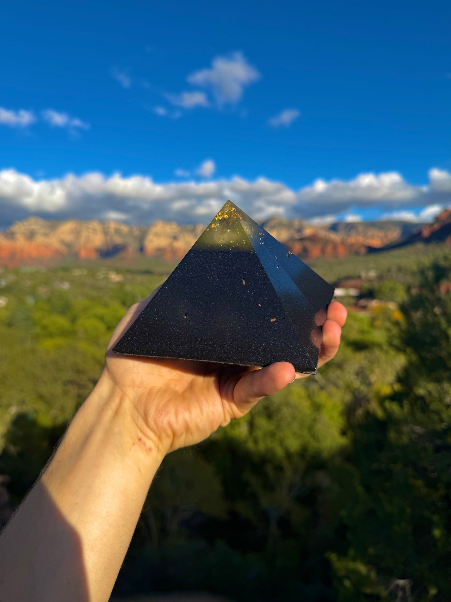 Solar Plexus Black Sun Giza orgone pyramid, base detail