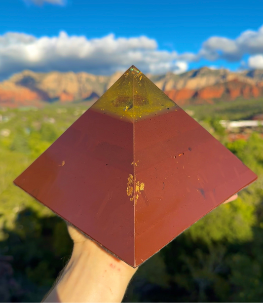 Custom Rainbow Solar Plexus 8+ Sided Red Sun Giza Pyramid