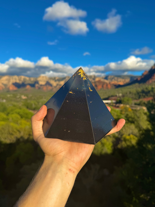 Custom Glowing Blue Aqua Black Sun 12+ Sided Dodecahedron Pyramid
