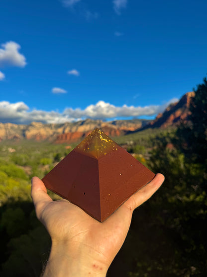 Custom Solar Plexus 8+ Sided Red Sun Giza Pyramid
