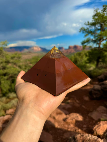 Medium Red Sun Giza orgone pyramid, alternate angle