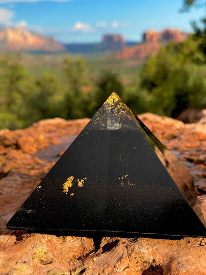 Medium Black Sun Giza orgone pyramid, alternate angle