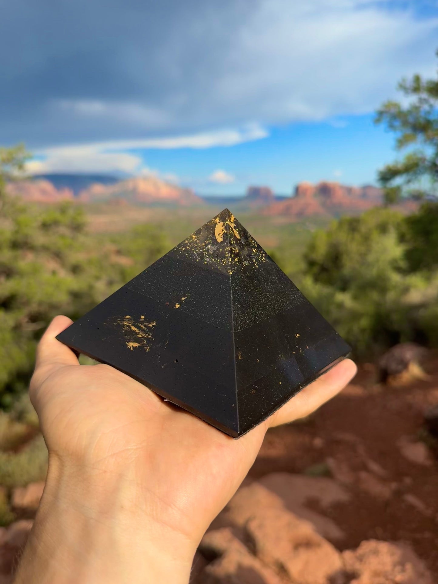 Medium Black Sun Giza orgone pyramid, detail view