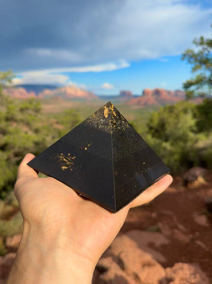 Medium Black Sun Giza orgone pyramid, detail view