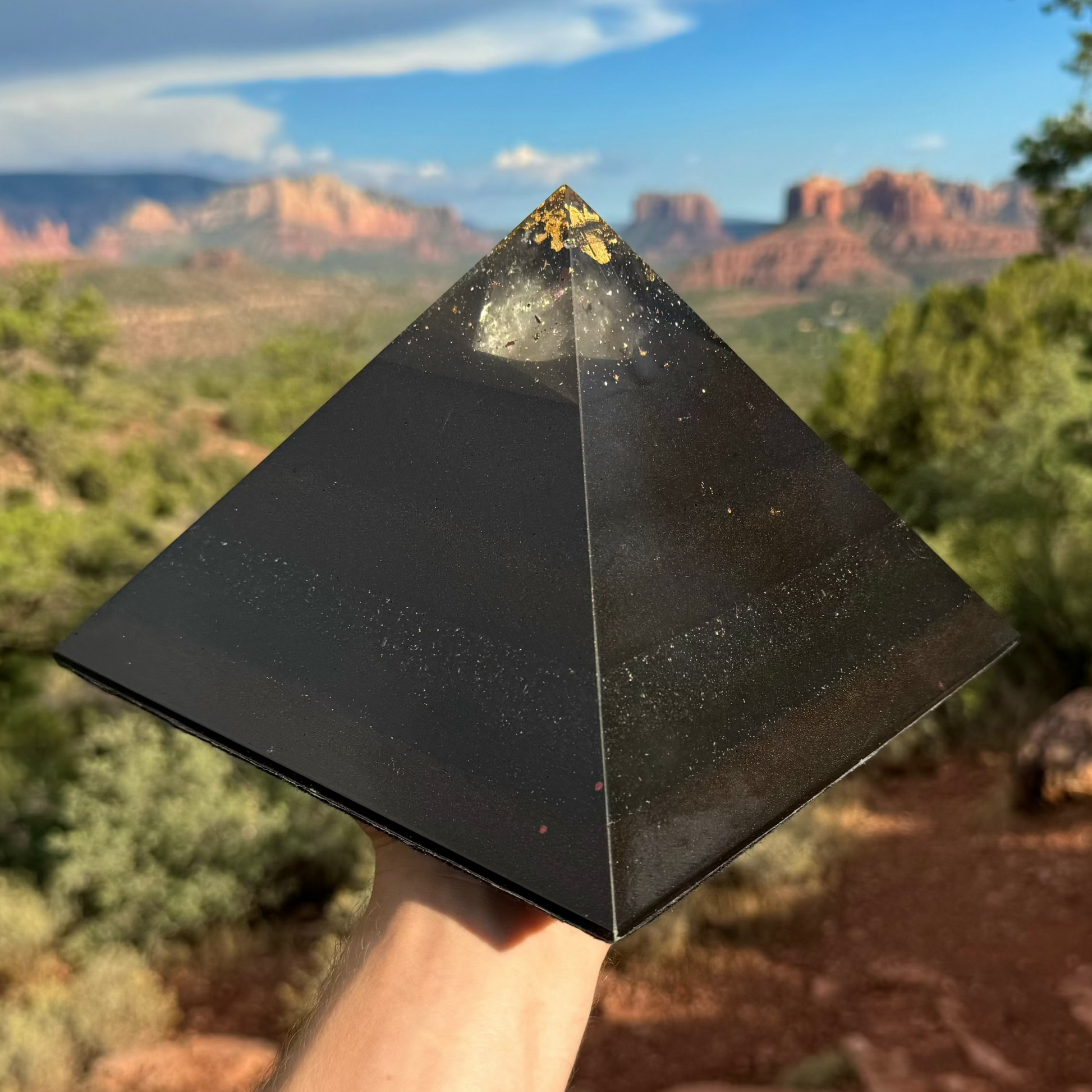 Large Black Sun Giza orgone pyramid, alternate angle