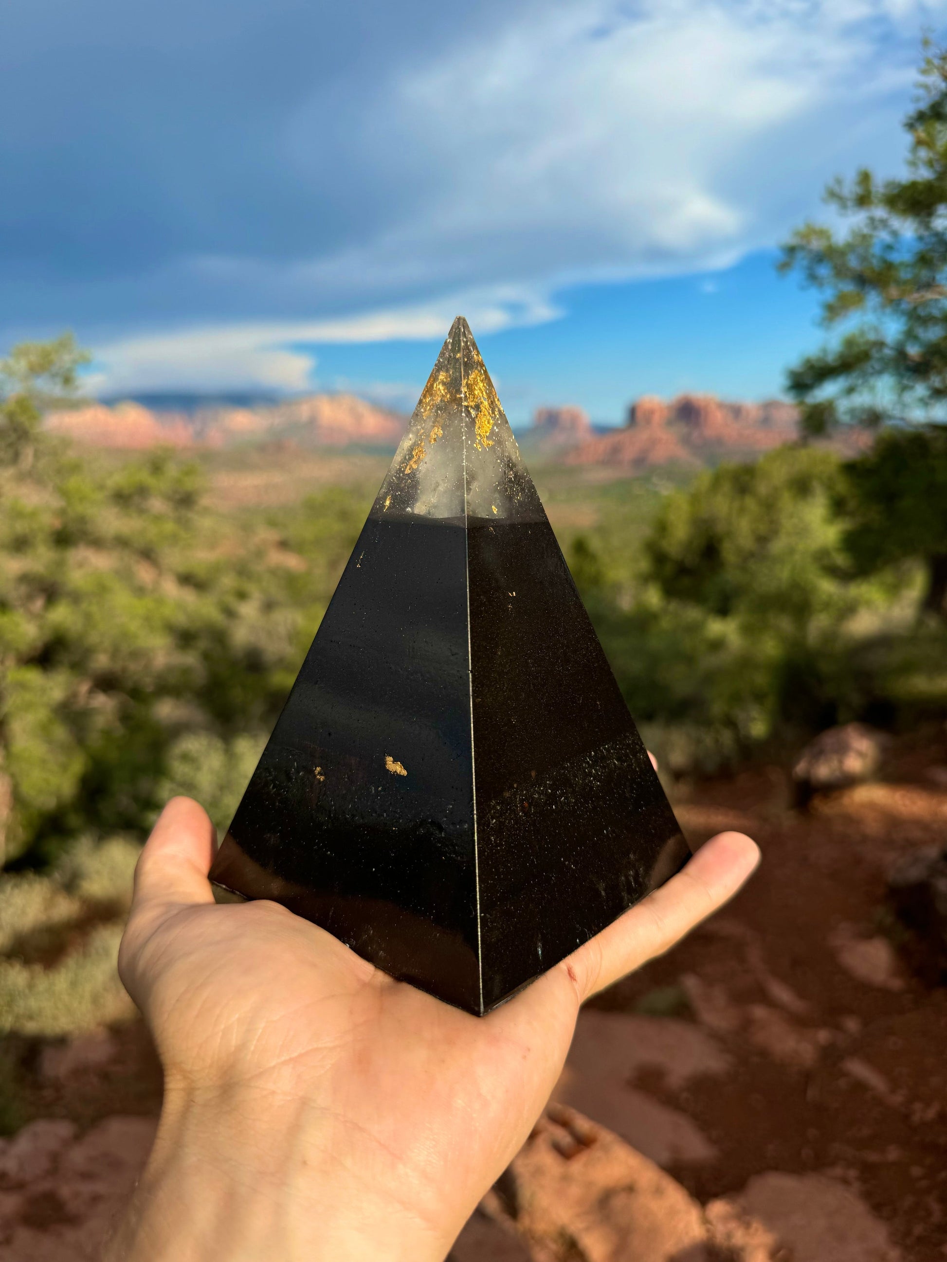 Black Sun Nubian orgone pyramid, detail view