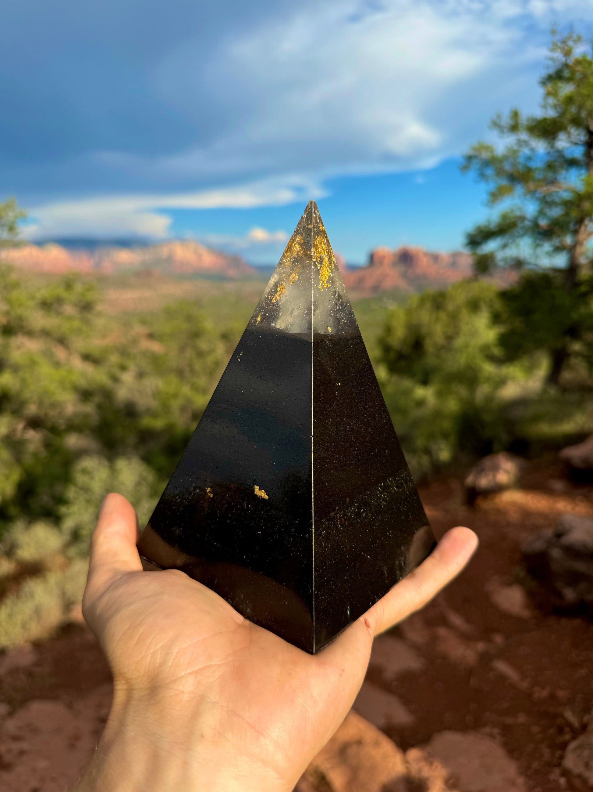Black Sun Nubian orgone pyramid, side profile