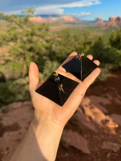 Small Black Sun Giza orgone pyramid, side profile