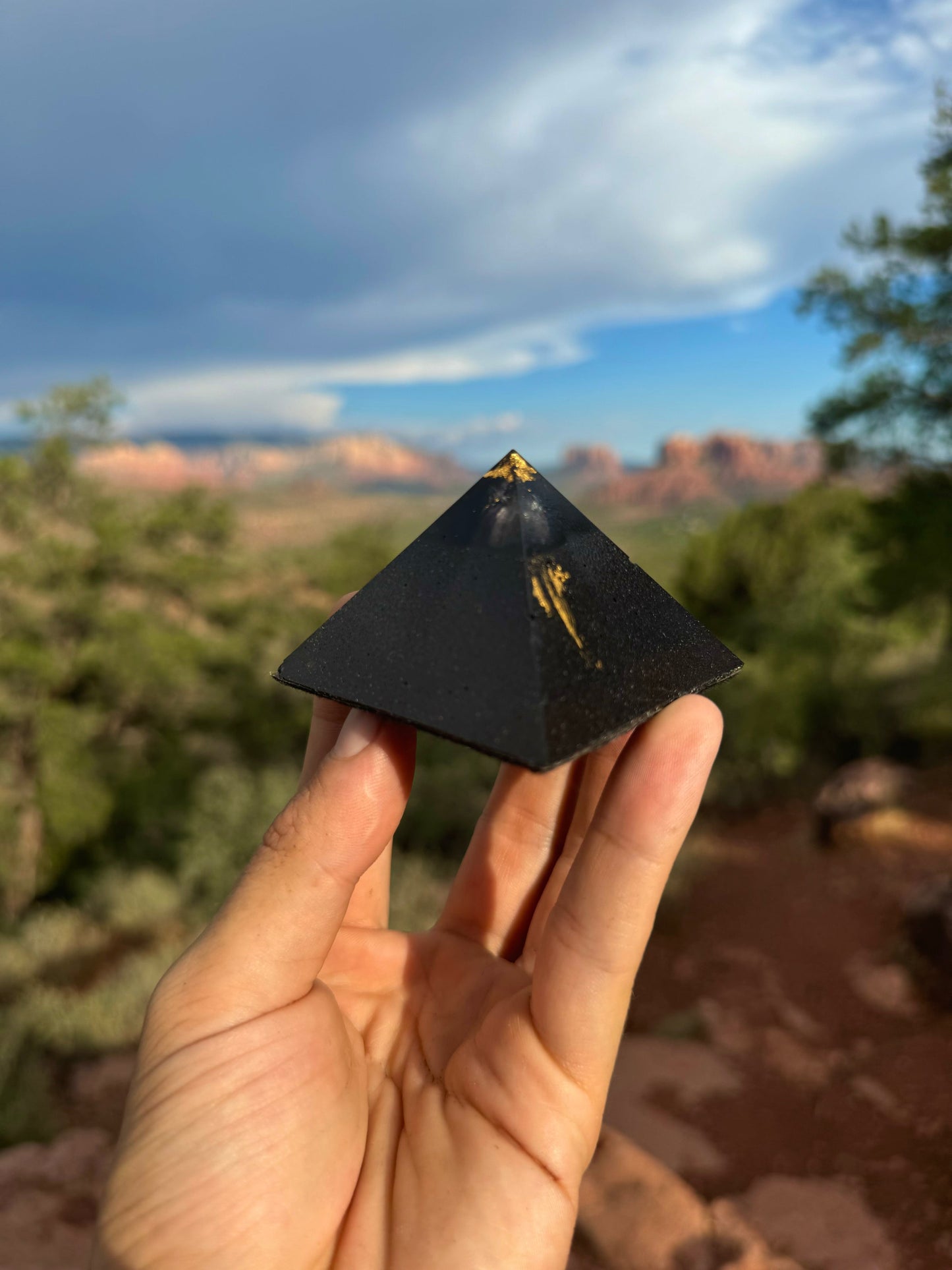 Small Black Sun Giza orgone pyramid, alternate angle