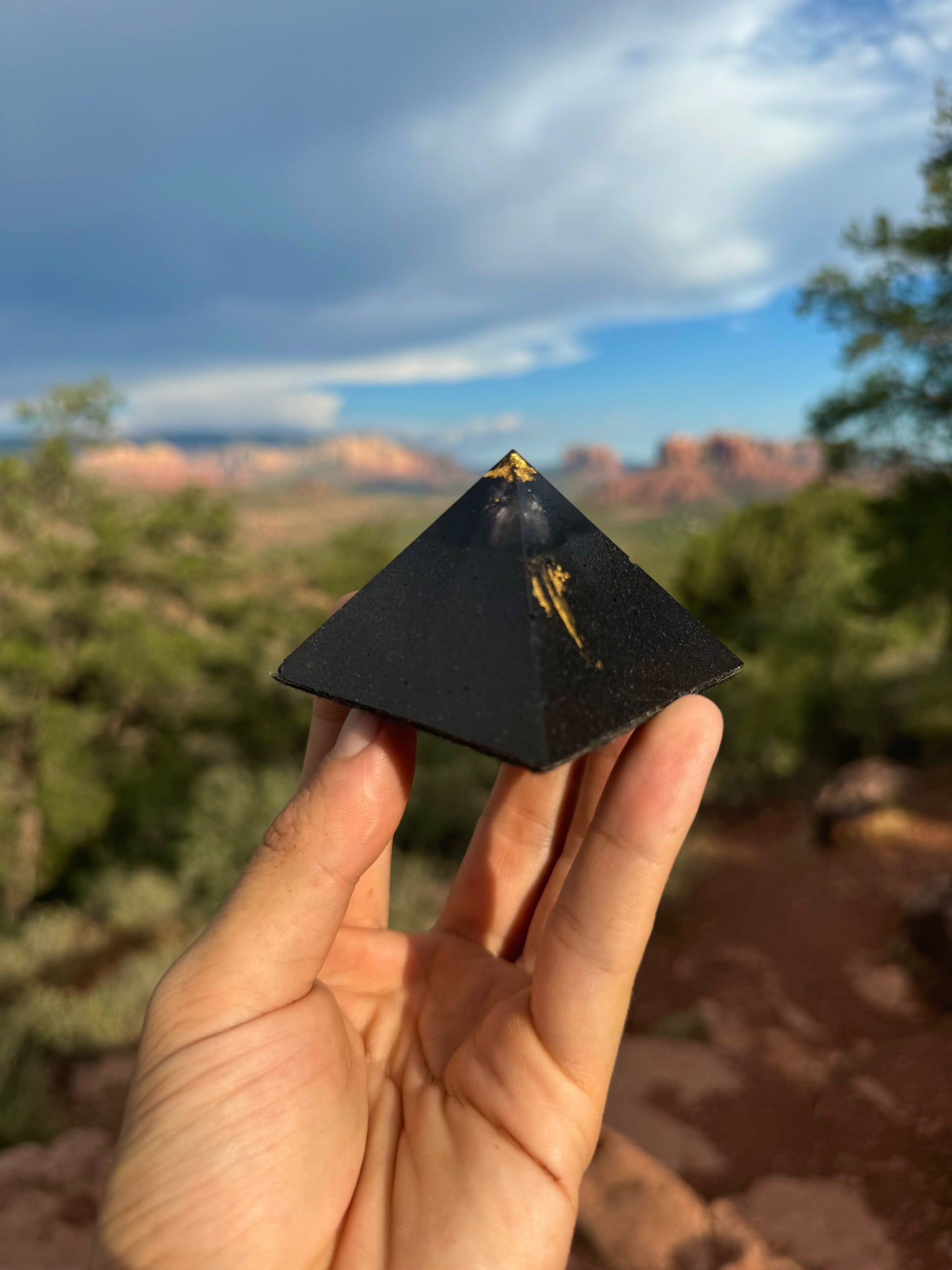 Small Black Sun Giza orgone pyramid, alternate angle